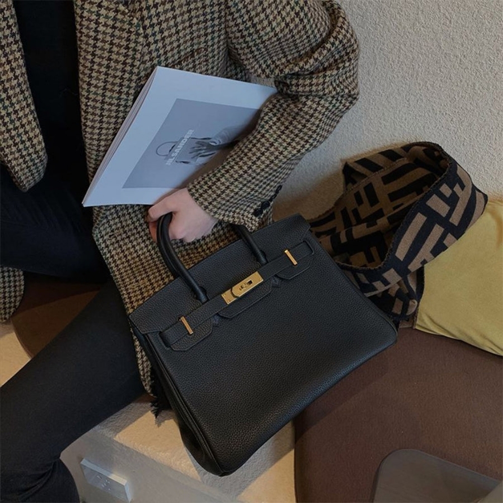 NWOT Pebble Leather Birkin Inspired Bag